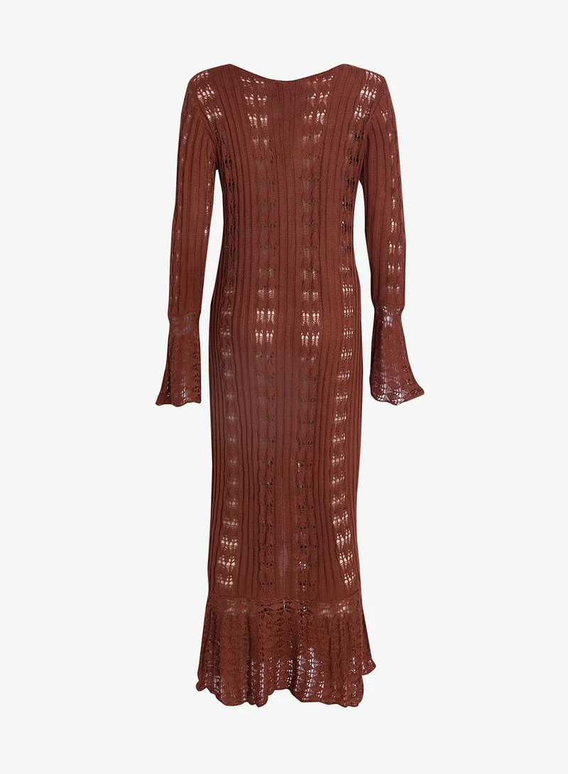 Ginger  V Neck Crochet Beach Dress with Slit for Women | Best Price UAE